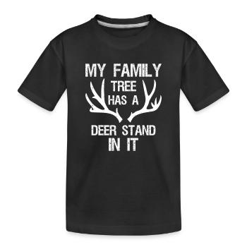 Mon arbre généalogique comprend un stand de cerfs en chasse - T-shirt bio Premium Enfant - noir - Devant