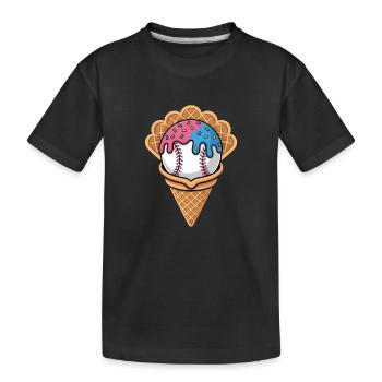 Baseball Eiscreme In Waffel Mit Streuseln - Kinder Premium Bio T-Shirt - Schwarz - Vorne