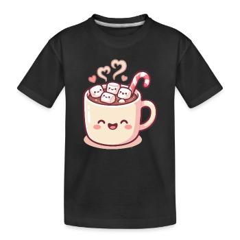 Tasse de câlins avec guimauves et canne d’orge - T-shirt bio Premium Enfant - noir - Devant