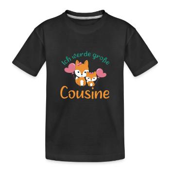 Soon big cousin 2026 Foxes become big cousin - Kids' Premium Organic T-Shirt - black - Front