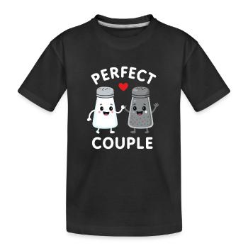 Dessin animé Parfait Couple Sel et Poivre - T-shirt bio Premium Enfant - noir - Devant