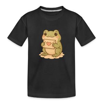 Süßer Frosch mit Liebesbrief Illustration - Kinder Premium Bio T-Shirt - Schwarz - Vorne