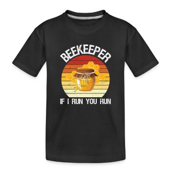 Apiculteur Si je cours, tu cours Apiculteur Amoureux des abeilles - T-shirt bio Premium Enfant - noir - Devant