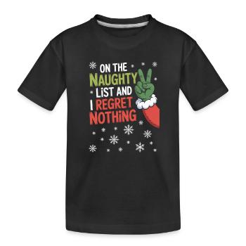 Naughty List Peace Sign Xmas Tee - Kids' Premium Organic T-Shirt - black - Front