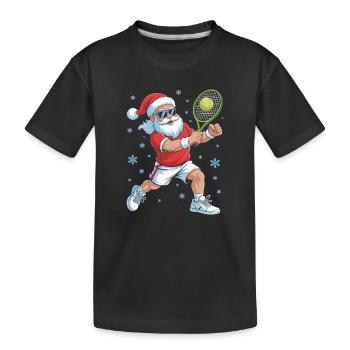 Santa Tennis Festive Action - Kids' Premium Organic T-Shirt - black - Front