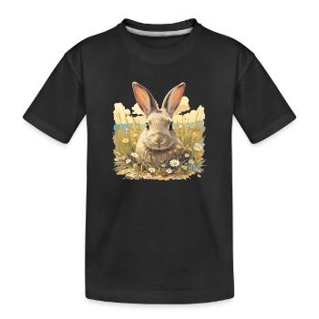 Hasen Hase - Kinder Premium Bio T-Shirt - Schwarz - Vorne