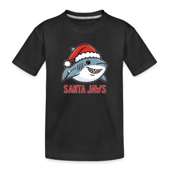 Santa Jaws lustiges Weihnachts Hai Design - Kinder Premium Bio T-Shirt - Schwarz - Vorne