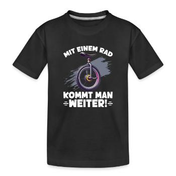 With one wheel you get further - Kids' Premium Organic T-Shirt - black - Front