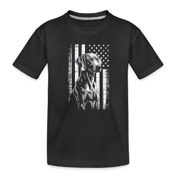 Grey Dog with Stars Stripes - Kids' Premium Organic T-Shirt - black - Front