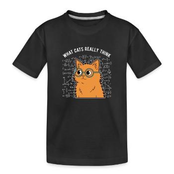Was Katzen wirklich denken Lustiger Mathe Spruch - Kinder Premium Bio T-Shirt - Schwarz - Vorne