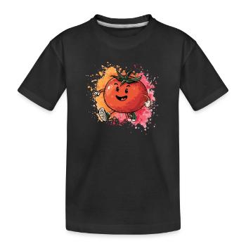 Tomate im Sprint - Kinder Premium Bio T-Shirt - Schwarz - Vorne