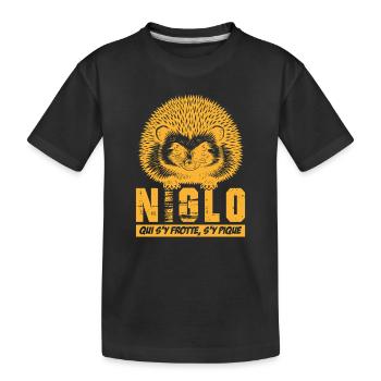 NIGLO - hedgehog, whoever rubs against it gets pricked - Kids' Premium Organic T-Shirt - black - Front