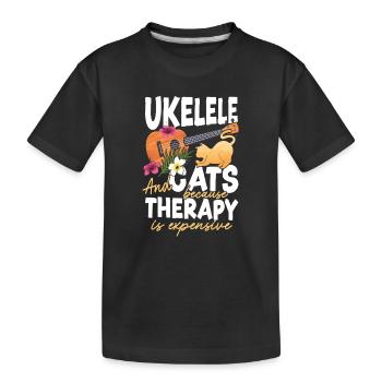 Ukulélé hawaïen ukulélé Ukulélé chat - T-shirt bio Premium Enfant - noir - Devant
