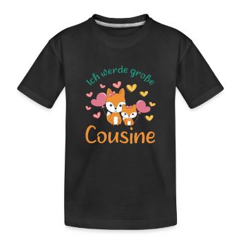 Soon big cousin 2026 Foxes become big cousin - Kids' Premium Organic T-Shirt - black - Front