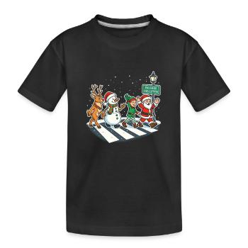 Christmas Pedestrian Crossing Parody Music Elves - Kids' Premium Organic T-Shirt - black - Front