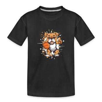 Bouledogue de basket-ball dans le style comique - T-shirt bio Premium Enfant - noir - Devant