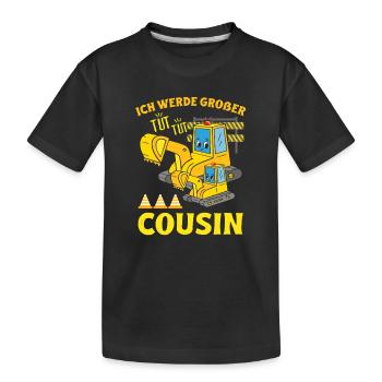 I Will Big Cousin 2024 Excavator Soon Bigger - Kids' Premium Organic T-Shirt - black - Front