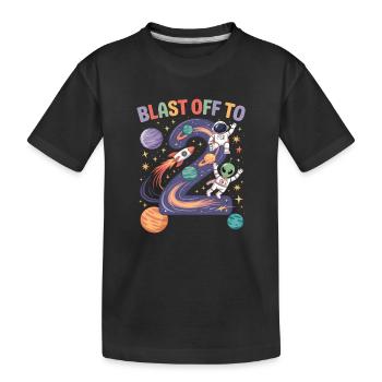 Abflug ins Weltall 2. Geburtstag Kindergeburtstag - Kinder Premium Bio T-Shirt - Schwarz - Vorne