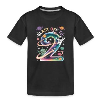 Abflug ins Weltall 2. Geburtstag Kindergeburtstag - Kinder Premium Bio T-Shirt - Schwarz - Vorne