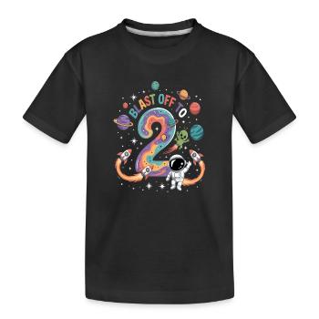 Abflug ins Weltall 2. Geburtstag Kindergeburtstag - Kinder Premium Bio T-Shirt - Schwarz - Vorne