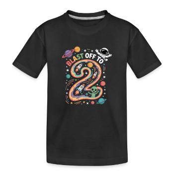 Abflug ins Weltall 2. Geburtstag Kindergeburtstag - Kinder Premium Bio T-Shirt - Schwarz - Vorne