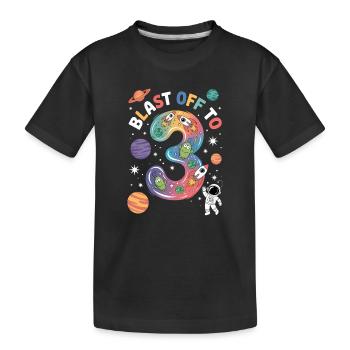 Abflug ins Weltall 3. Geburtstag Kindergeburtstag - Kinder Premium Bio T-Shirt - Schwarz - Vorne