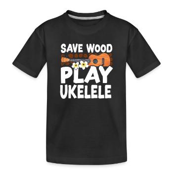 Ukulélé hawaïen Ukulélé Sauve le bois - T-shirt bio Premium Enfant - noir - Devant