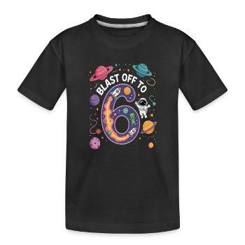 Abflug ins Weltall 6. Geburtstag Kindergeburtstag - Kinder Premium Bio T-Shirt - Schwarz - Vorne