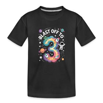 Abflug ins Weltall 3. Geburtstag Kindergeburtstag - Kinder Premium Bio T-Shirt - Schwarz - Vorne