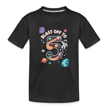 Abflug ins Weltall 5. Geburtstag Kindergeburtstag - Kinder Premium Bio T-Shirt - Schwarz - Vorne