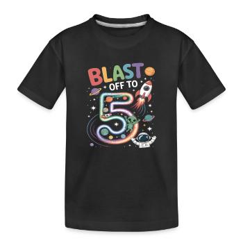 Abflug ins Weltall 5. Geburtstag Kindergeburtstag - Kinder Premium Bio T-Shirt - Schwarz - Vorne