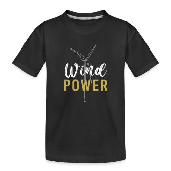 Wind turbine, wind energy, wind power - Kids' Premium Organic T-Shirt - black - Front