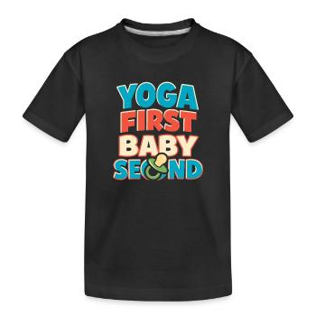 Vorgeburtliches Yoga Werdende Mutter - Kinder Premium Bio T-Shirt - Schwarz - Vorne