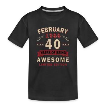 40e anniversaire – Année – février 1986 - T-shirt bio Premium Enfant - noir - Devant