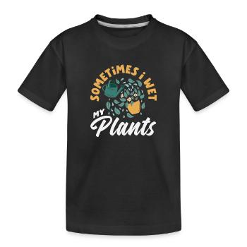 I Wet My Plants Plant Lover - Kids' Premium Organic T-Shirt - black - Front