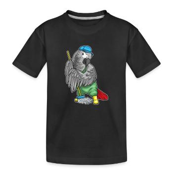 Papagei Reinigungskraft Wischmop Reinigung - Kinder Premium Bio T-Shirt - Schwarz - Vorne