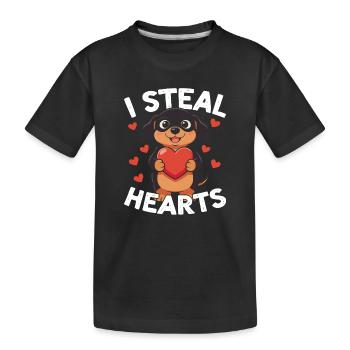 Heart-Stealing Pup with Big Heart - Kids' Premium Organic T-Shirt - black - Front