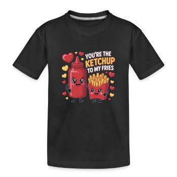 La Saint-Valentin, tu es le ketchup de mes frites - T-shirt bio Premium Enfant - noir - Devant