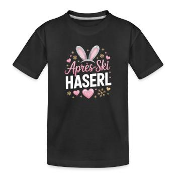 Apres Ski Haserl Hüttengaudi Skifahrerin Skihaserl - Kinder Premium Bio T-Shirt - Schwarz - Vorne