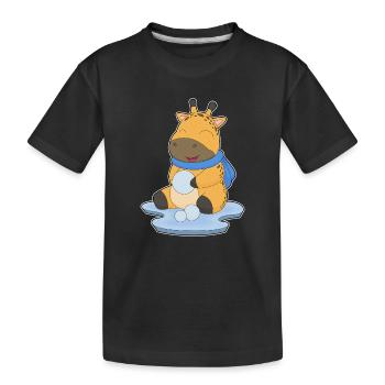 Giraffe Winter Schneeball - Kinder Premium Bio T-Shirt - Schwarz - Vorne