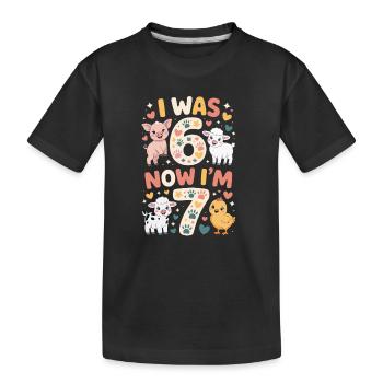 Anniversaire 7 ans : Imprimé animal - T-shirt bio Premium Enfant - noir - Devant