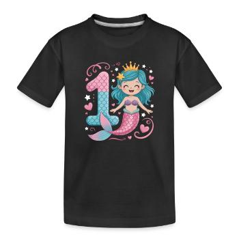 Mermaid 1st Birthday 1 Year - Kids' Premium Organic T-Shirt - black - Front