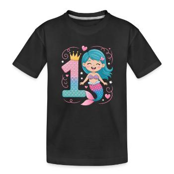 Mermaid 1st Birthday 1 Year - Kids' Premium Organic T-Shirt - black - Front