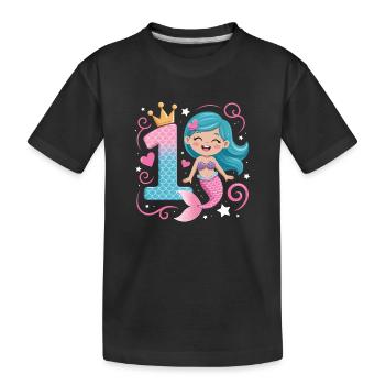 Mermaid 1st Birthday 1 Year - Kids' Premium Organic T-Shirt - black - Front