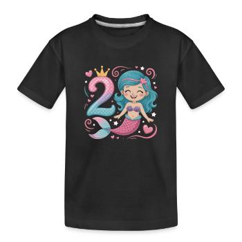 Meerjungfrau 2. Geburtstag 2 Jahre - Kinder Premium Bio T-Shirt - Schwarz - Vorne
