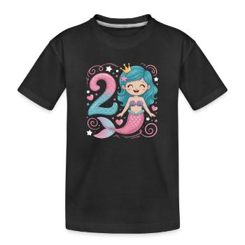 Meerjungfrau 2. Geburtstag 2 Jahre - Kinder Premium Bio T-Shirt - Schwarz - Vorne