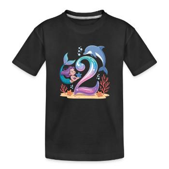 Meerjungfrau 2. Geburtstag 2 Jahre - Kinder Premium Bio T-Shirt - Schwarz - Vorne