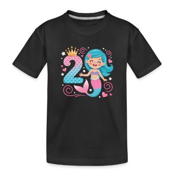 Meerjungfrau 2. Geburtstag 2 Jahre - Kinder Premium Bio T-Shirt - Schwarz - Vorne