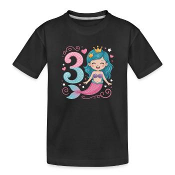 Meerjungfrau 3. Geburtstag 3 Jahre - Kinder Premium Bio T-Shirt - Schwarz - Vorne