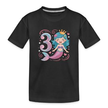 Meerjungfrau 3. Geburtstag 3 Jahre - Kinder Premium Bio T-Shirt - Schwarz - Vorne